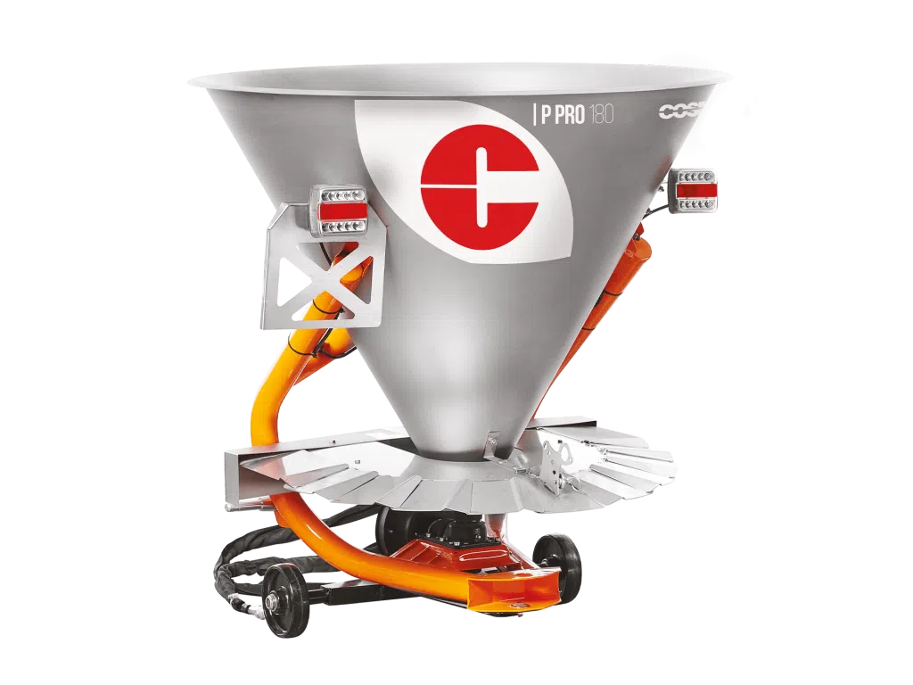 XJ25 - Winterdienststreuer Edelstahl 180L mit Beleuchtung, Streuweitenregulierung, Halterung für Handwerkzeuge